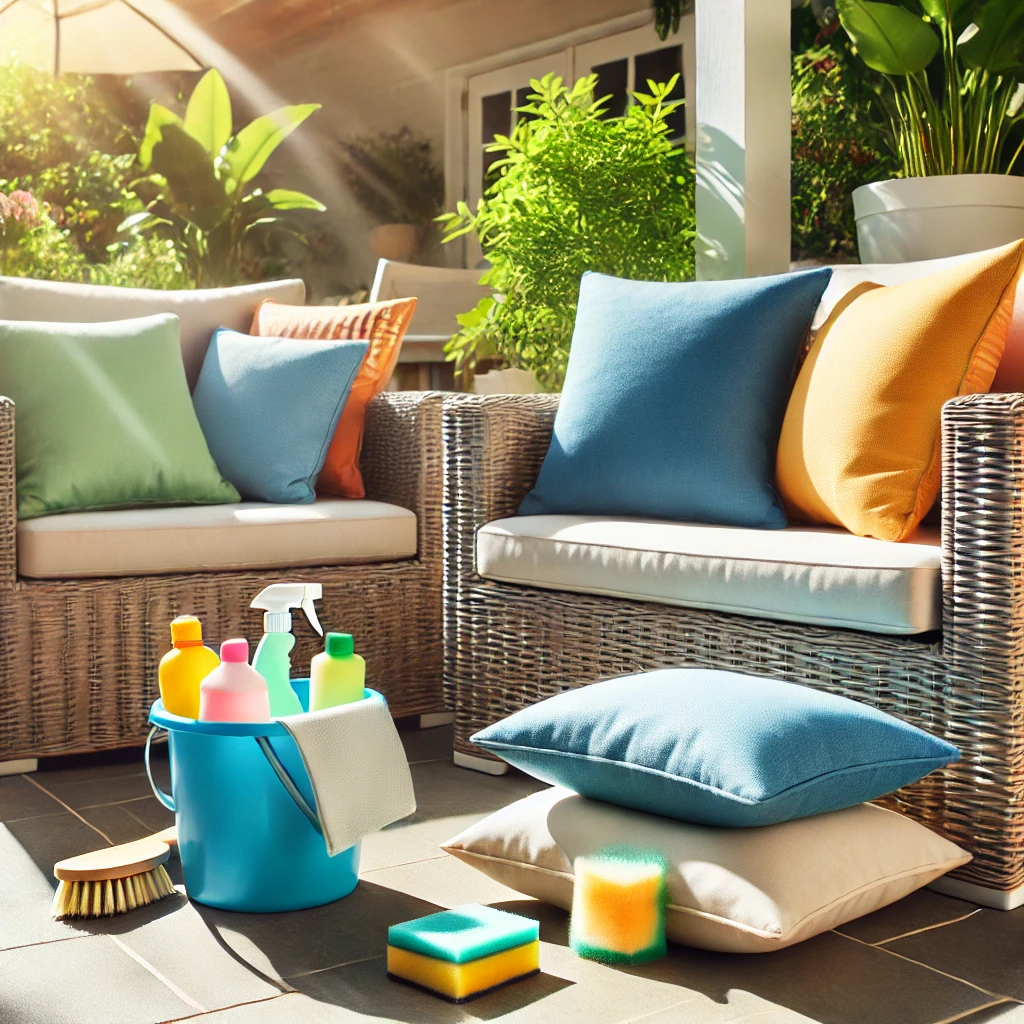 how do you clean outdoor cushions without removable covers