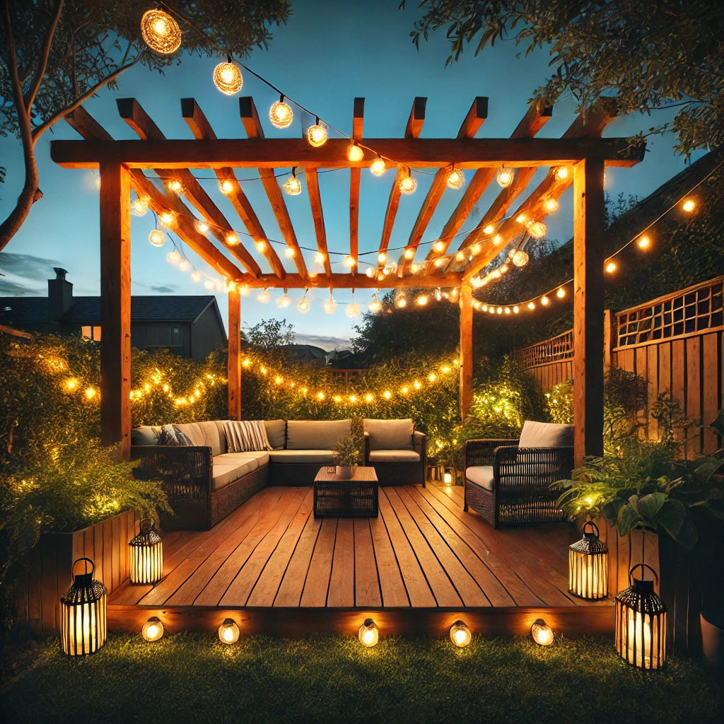 how to hang string lights outdoors