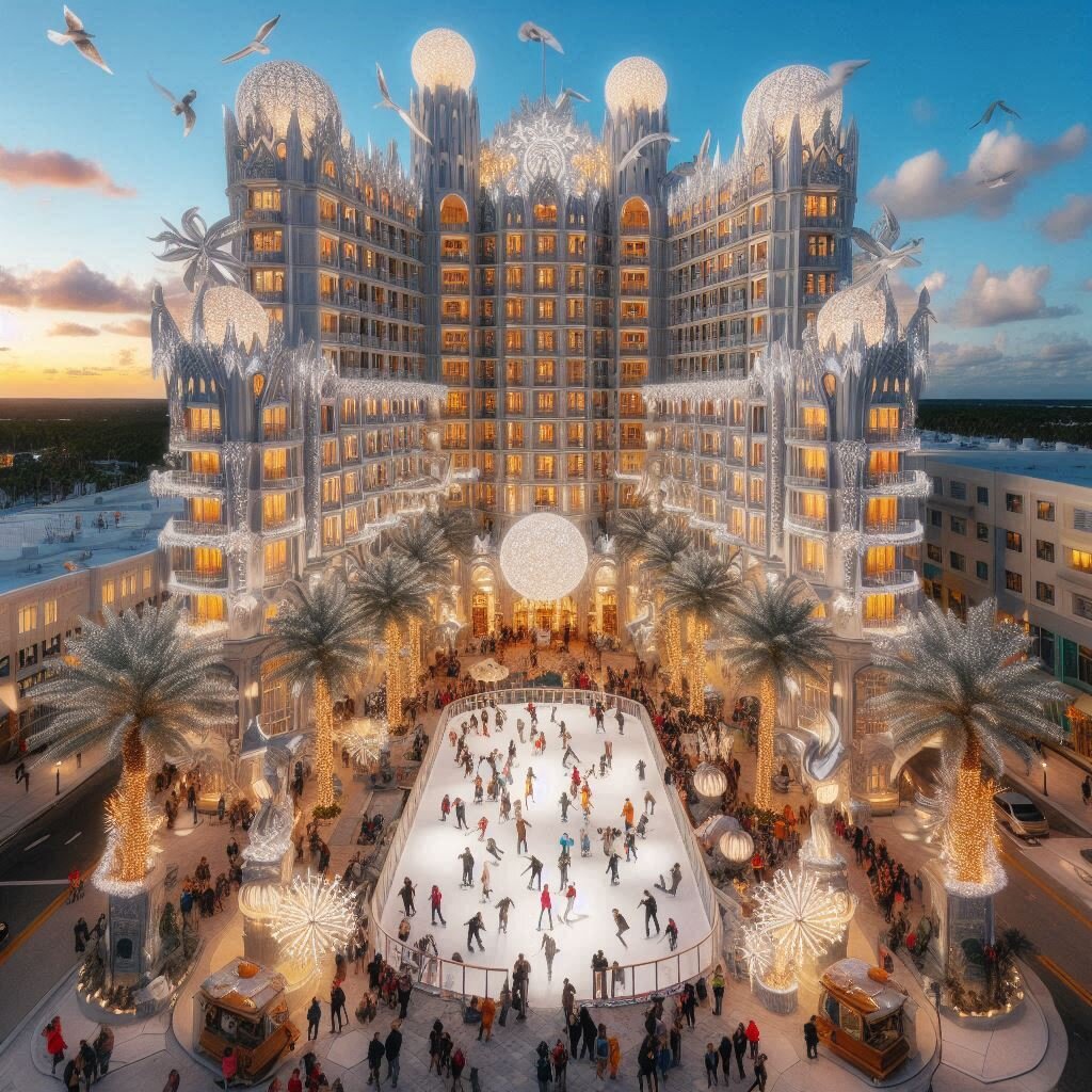 a florida hotel has opened an outdoor ice skating rink.