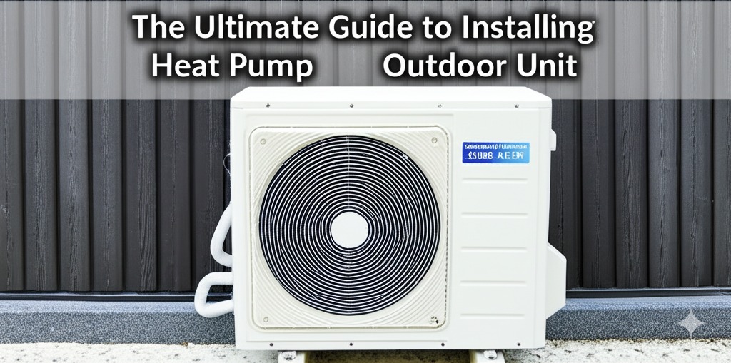 a heat pump outdoor unit is installed
