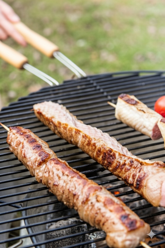 a meal prepared outdoors